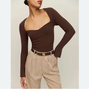 Reformation Chocolate Brown Sweater Top
